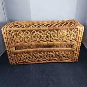 Vintage Wicker Rattan Tissue Box Holder Natural Color Rectangle Tissue Holder